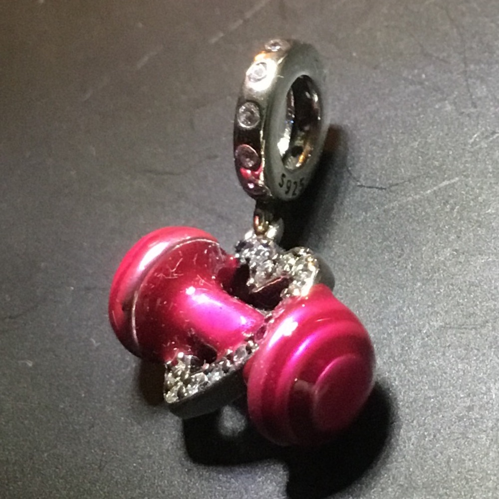 S925 Love Weight Lifting Workout Fitness Charm Pandora Style